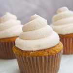 Peach Cupcakes with Creamy Cinnamon Frosting