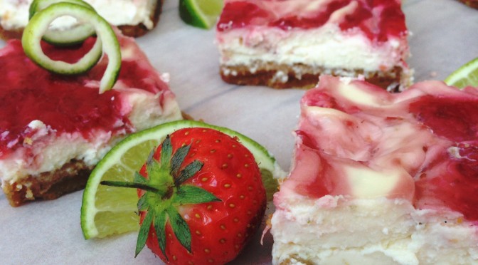 strawberry margarita cheesecake bars