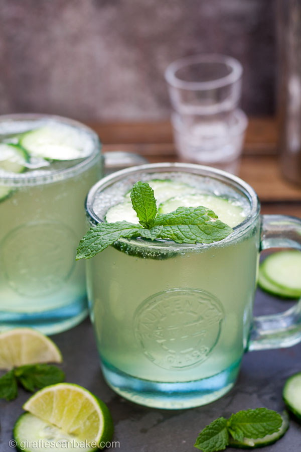 Cucumber Mint French 75, also known as a Diamond Gin Fizz - this wonderfully refreshing summer cocktail is made with homemade cucumber gin, fresh mint and lime juice, served in a sours or hi ball glass and topped up with Champagne or Prosecco. It's the perfect summer cocktail