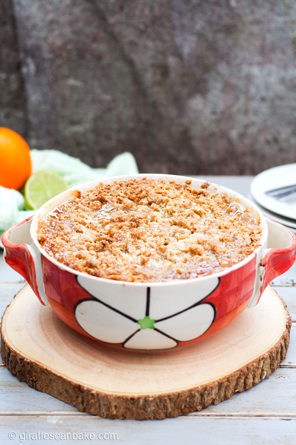 Rhubarb and Apricot Crumble - a really easy summer dessert, with tangy rhubarb, sweet apricots and a crunchy, buttery crumble topping. All the flavours of summer, with a comforting satisfaction. 