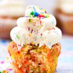 Fluffy vanilla gluten free cupcakes loaded with sprinkles, topped with delicious whipped vanilla buttercream and even more sprinkles. These Funfetti Cupcakes are the perfect way to celebrate my (or your) birthday!