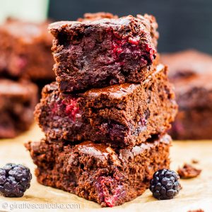 These totally fudgey, gooey, decadent Gluten Free Blackberry Brownies are the ultimate chocolate fix. The rich, fudgy chocolate combined with bursts of sweet wild blackberries will have you coming back for more. They're so easy to make, and no mixer is needed - so get your apron on and let's bake!