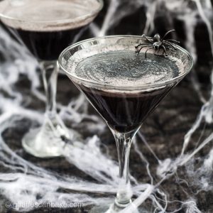 The Black Widow Cocktail is a dark, shimmery, and deceptively sweet cocktail. It is the perfect spooky sipper for Halloween and the next instalment of my Marvel Cocktail Series. It's made with gin, crème de mûre, and black sesame syrup. It's sweet, a little nutty, and visually awesome.